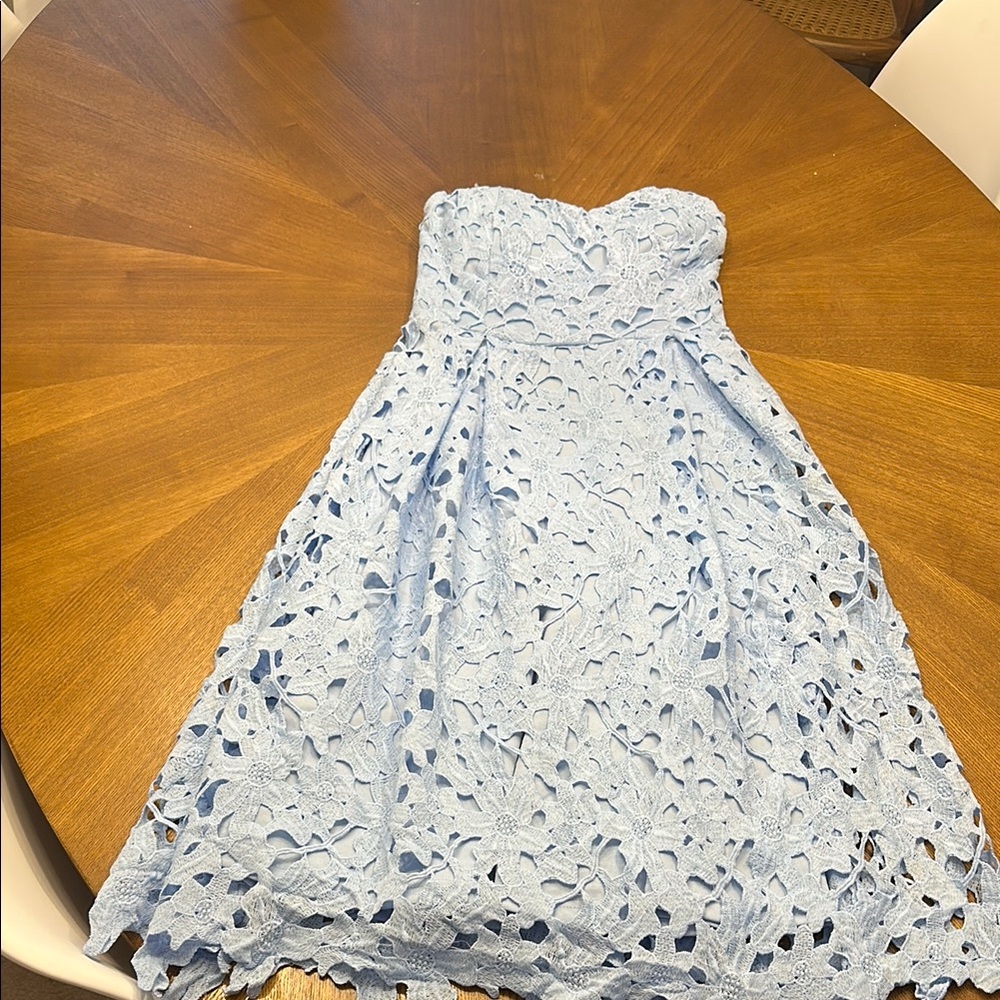 Strapless Light Blue Lace Dress